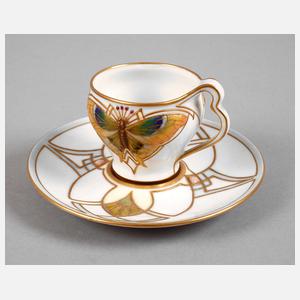 KPM Berlin Mokkatasse Schmetterlingsdekor