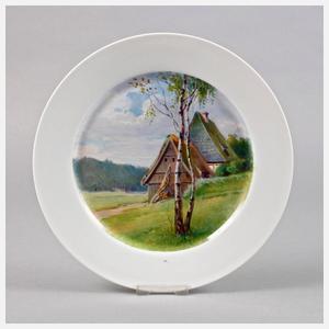 Meissen Jugendstilteller mit Landschaftsmotiv