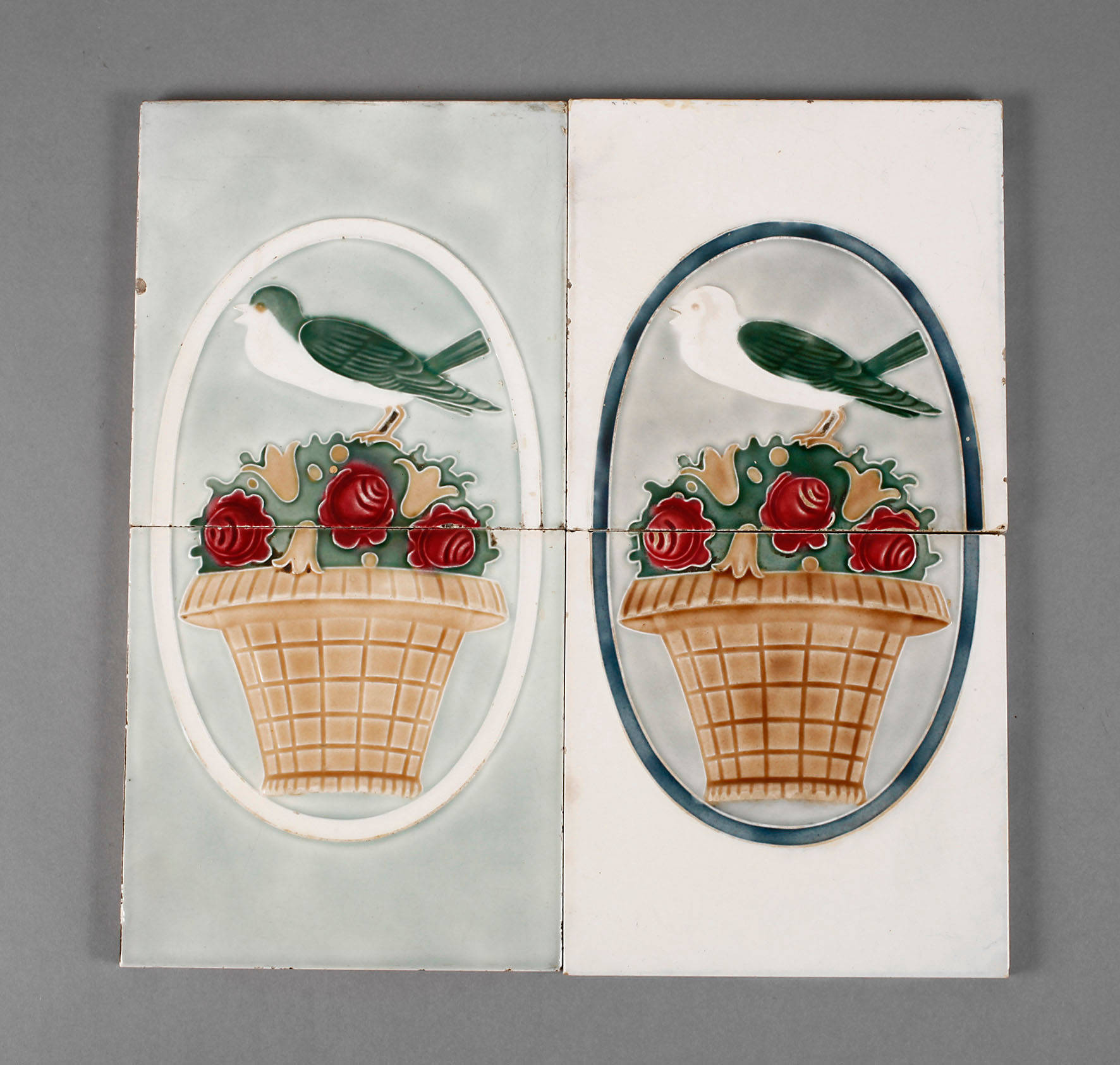 Zwei Fliesenbilder Jugendstil