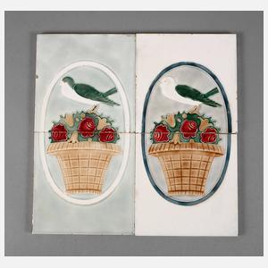 Zwei Fliesenbilder Jugendstil