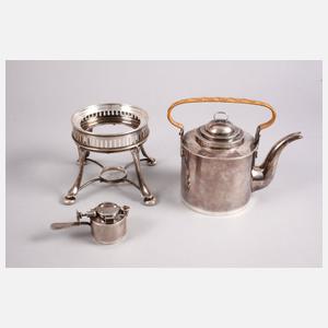 Silber Art déco-Teekanne mit Rechaud