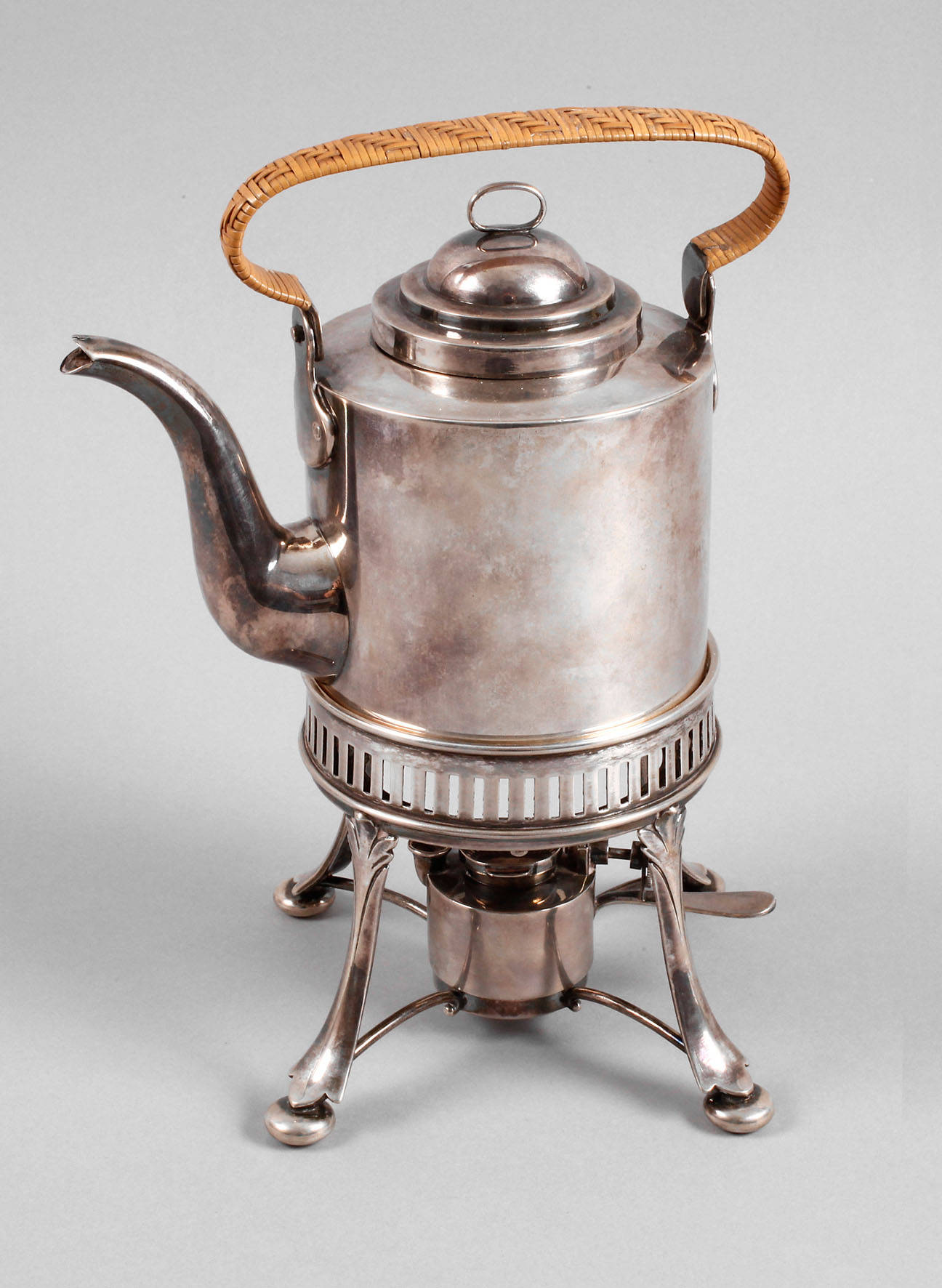 Silber Art déco-Teekanne mit Rechaud