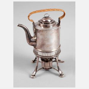 Silber Art déco-Teekanne mit Rechaud