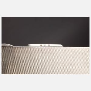 Silber  Zigarettendose mit Chrysoprasplatte