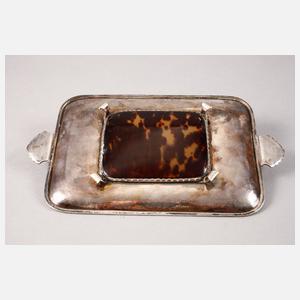 Silbertablett mit Schildpatteinlage