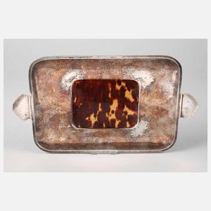 Silbertablett mit Schildpatteinlage