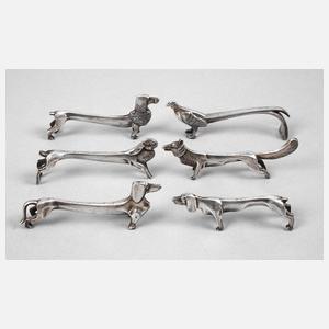 Sechs Messerbänkchen Art déco