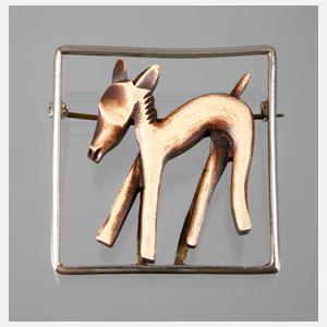 Art déco-Brosche mit Eselchen