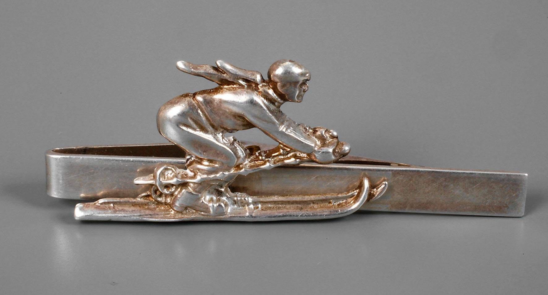 Silber Mantelclip mit Skifahrer