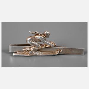 Silber Mantelclip mit Skifahrer