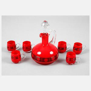 Schnapsset Karaffe und sechs Stamperl