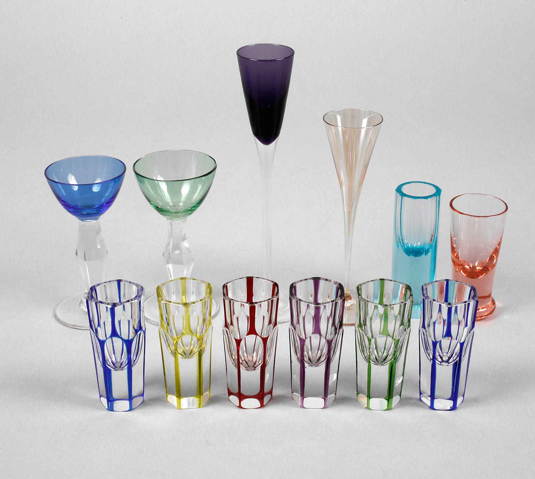 Konvolut zwölf Likörgläser Art déco