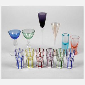 Konvolut zwölf Likörgläser Art déco