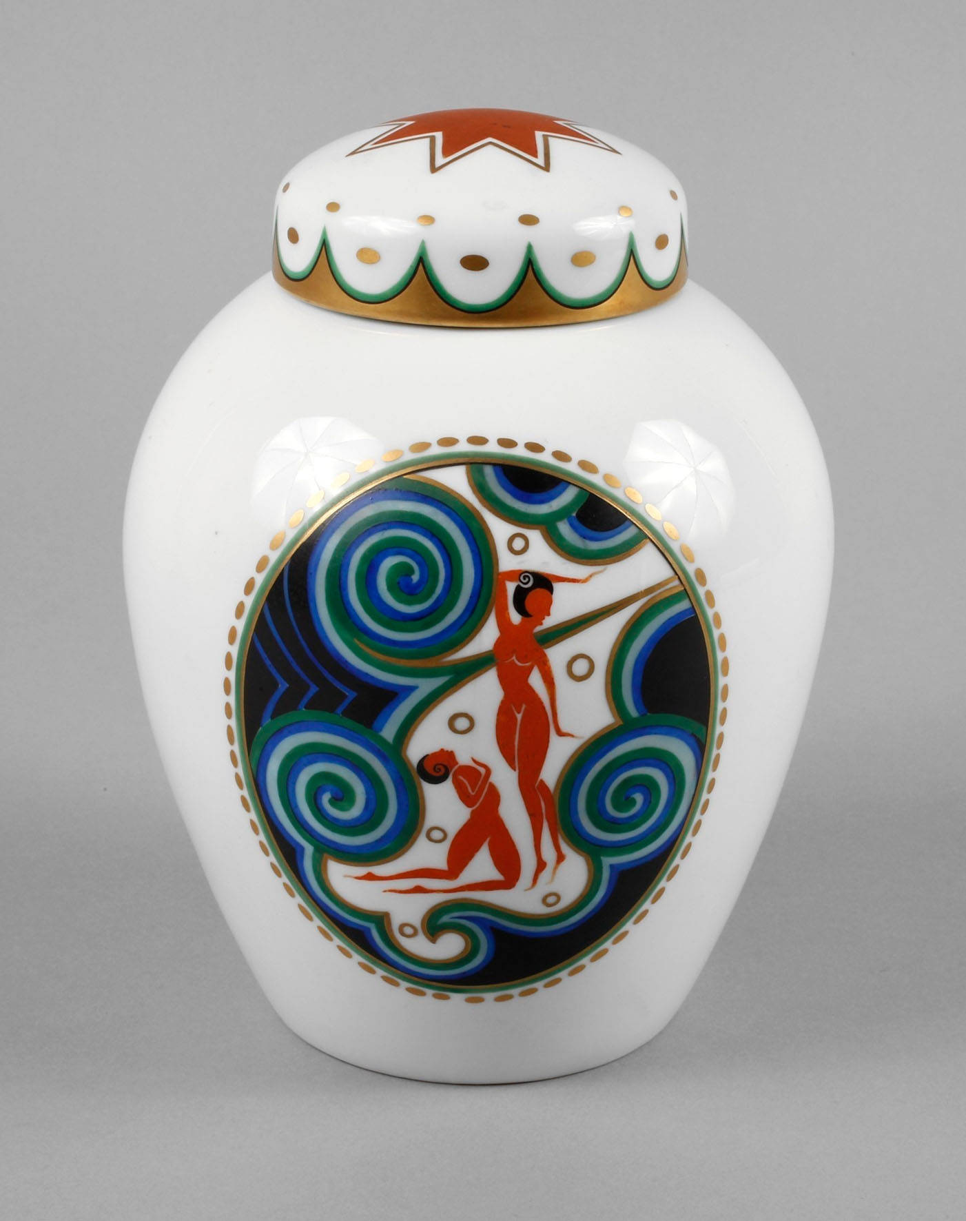 Fraureuth Deckeldose Art déco