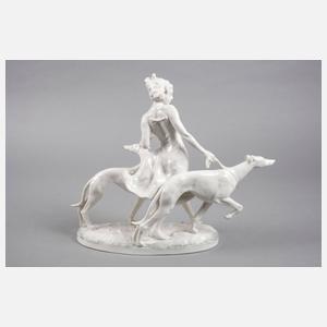 Hutschenreuther Frau mit zwei Windhunden