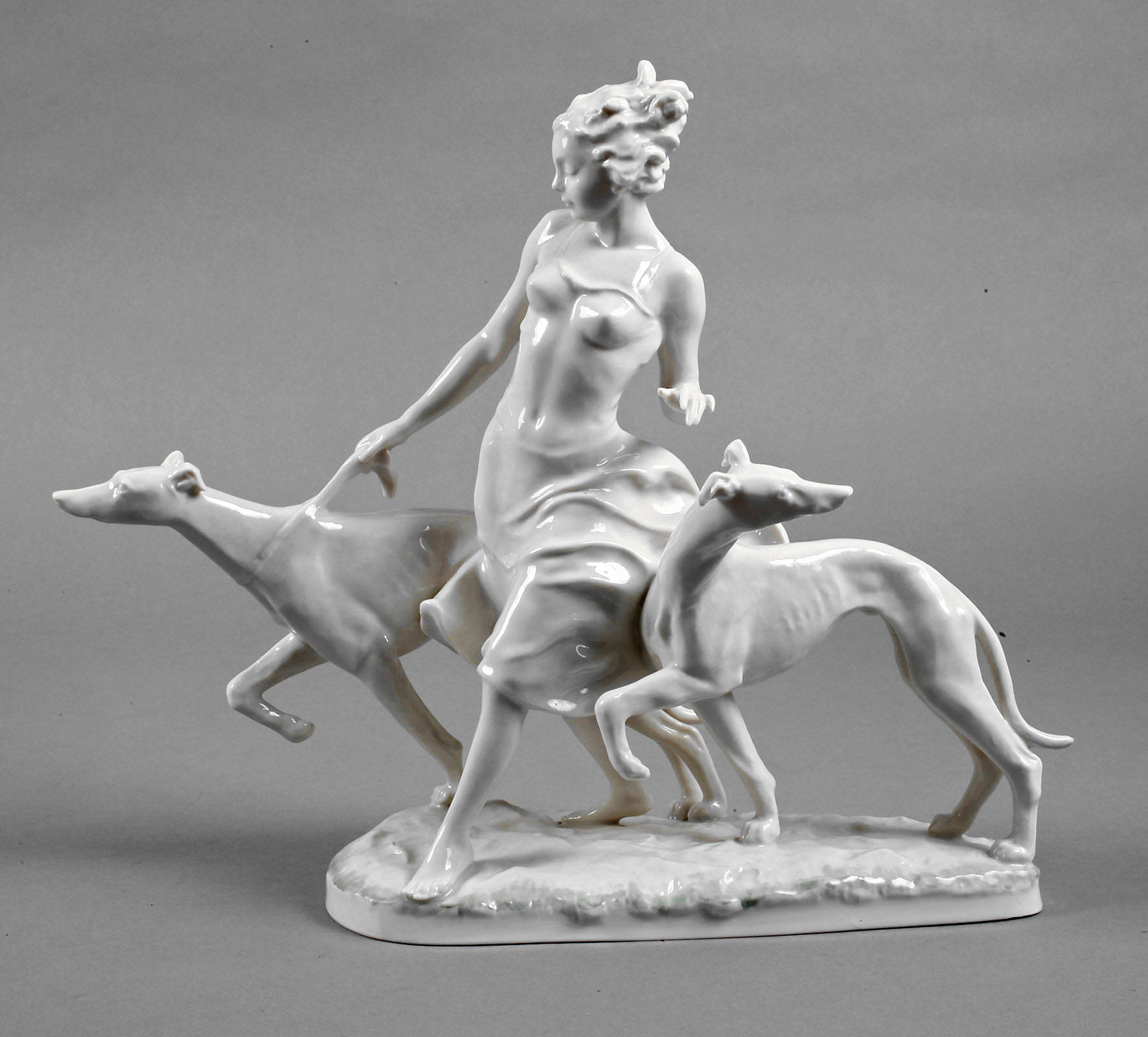 Hutschenreuther Frau mit zwei Windhunden