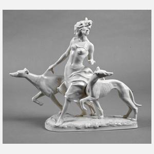 Hutschenreuther Frau mit zwei Windhunden