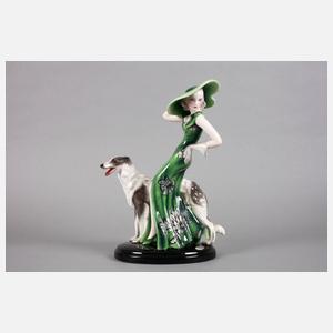 Goldscheider Wien Dame mit Barsoi