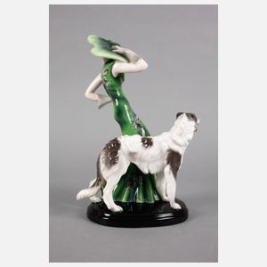 Goldscheider Wien Dame mit Barsoi