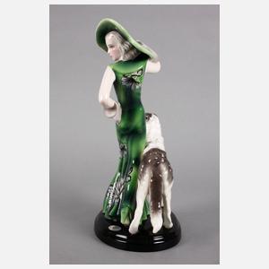 Goldscheider Wien Dame mit Barsoi