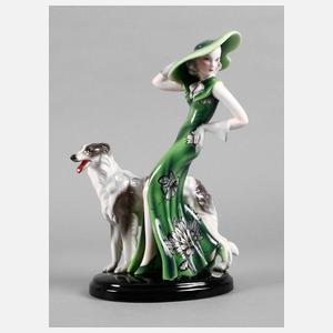 Goldscheider Wien Dame mit Barsoi