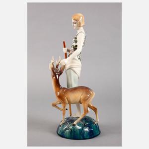Marcel Goldscheider Figur Mädchen mit Rehbock