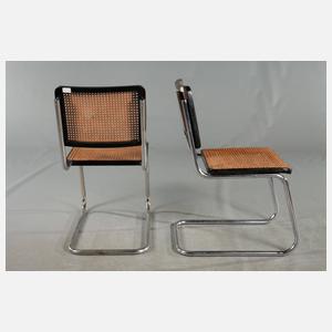 Paar Freischwinger Stahlrohr