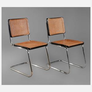 Paar Freischwinger Stahlrohr