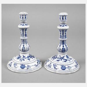 Meissen Paar Kerzenleuchter Zwiebelmuster