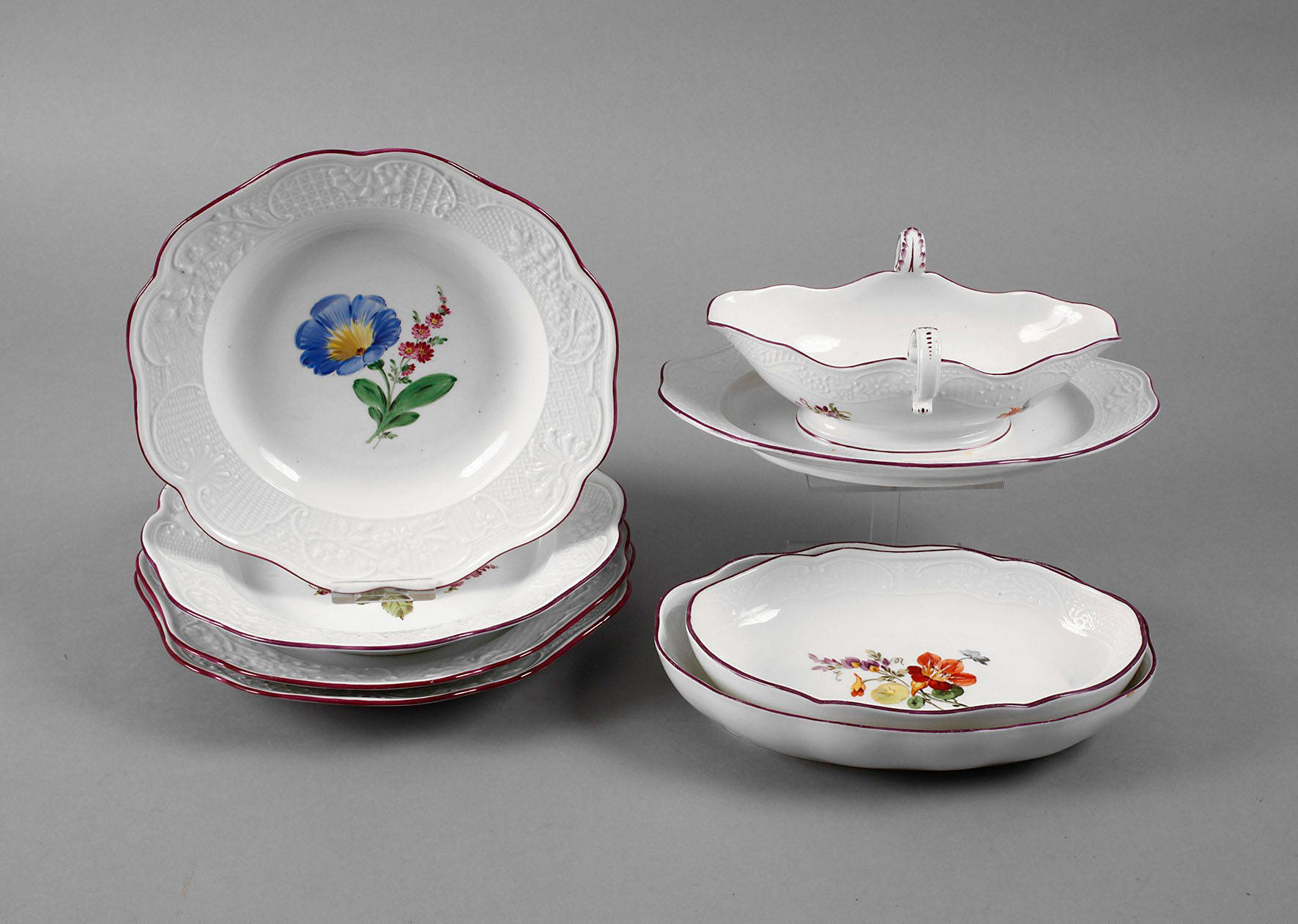 Meissen Speiseset Purpurrand