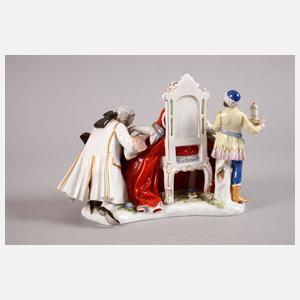 Meissen ”Reifrockdame mit Kavalier und Mohr”