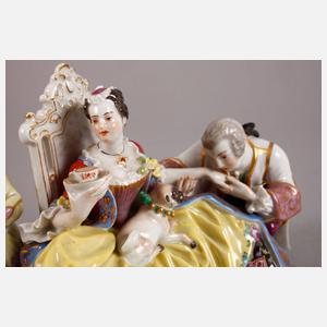 Meissen ”Reifrockdame mit Kavalier und Mohr”