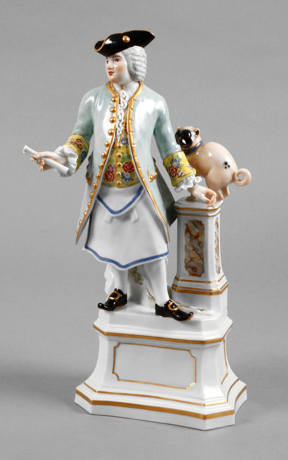 Meissen Figurengruppe ”Freimaurer mit Mops”