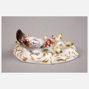 Meissen ”Miniatur-Henne mit Küken”