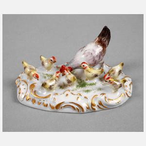 Meissen ”Miniatur-Henne mit Küken”