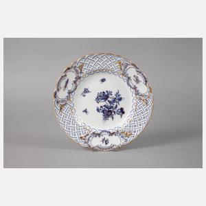 Meissen drei Durchbruchteile ”Blaue Blume mit Insekten”