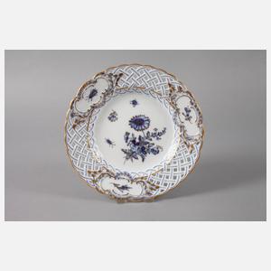 Meissen drei Durchbruchteile ”Blaue Blume mit Insekten”