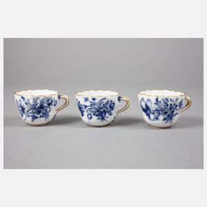 Meissen fünf Mokkatassen Blaue Blume