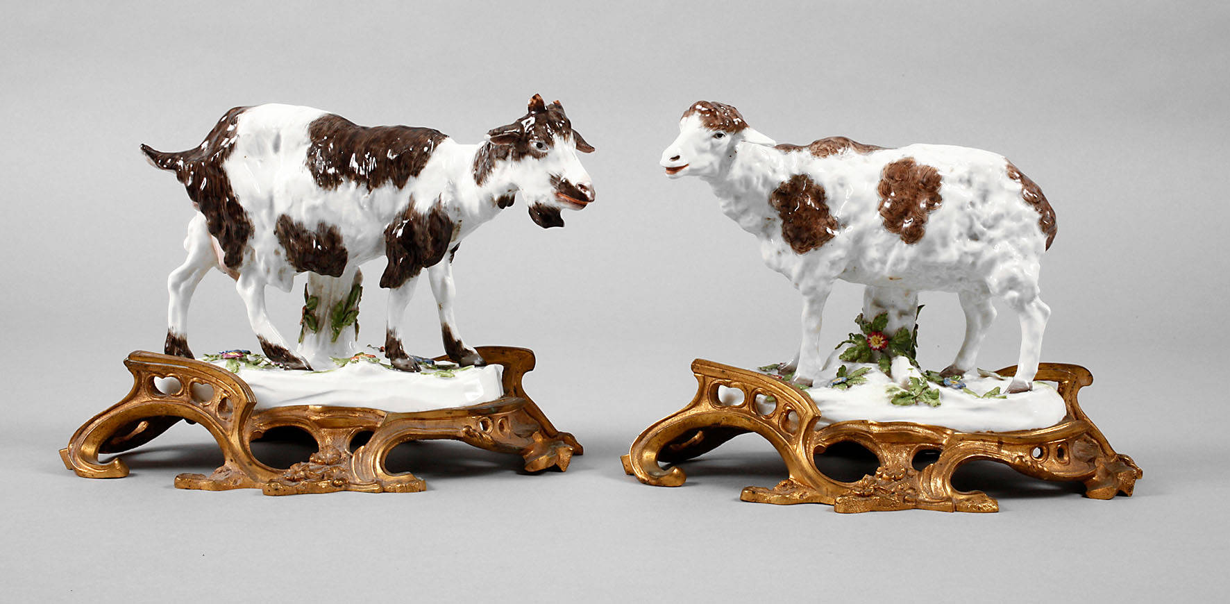 Höchst Schaf und Ziege auf Bronzesockel