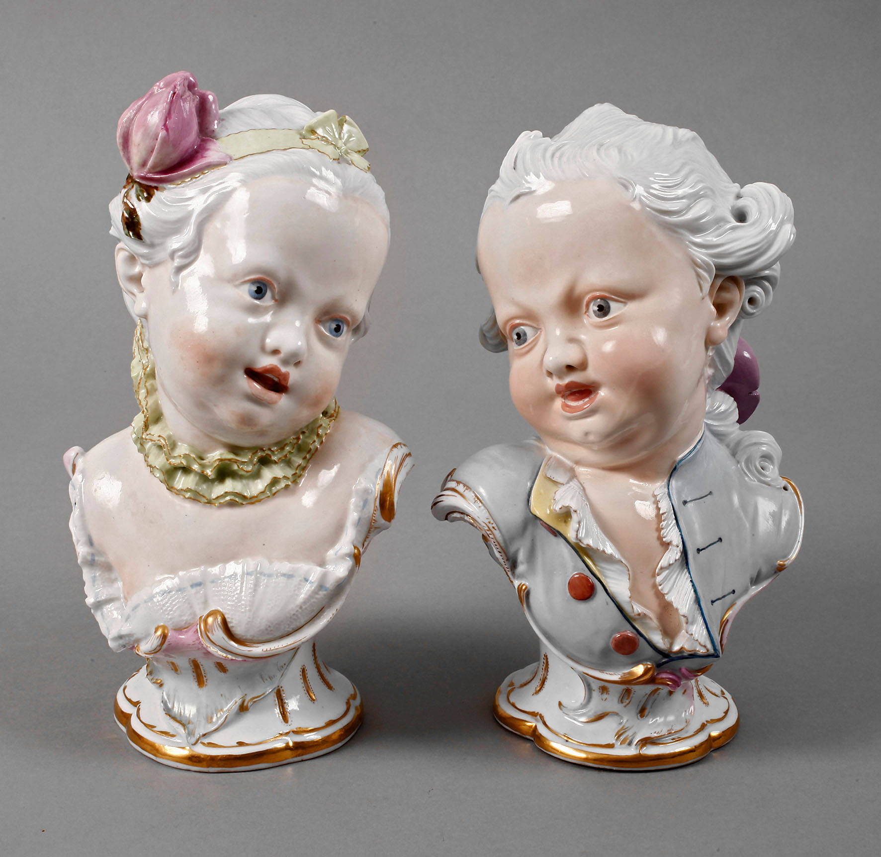 Nymphenburg Paar Kinderbüsten