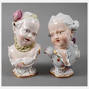 Nymphenburg Paar Kinderbüsten