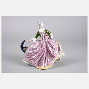 Volkstedt Rokokodame mit Pfau