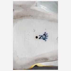 Volkstedt Rokokodame mit Pfau