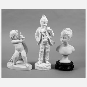 Drei Teile Bisquitporzellan