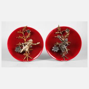 Paar Wandteller mit Putten