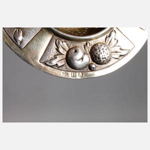 Schale und Teesieb Silber