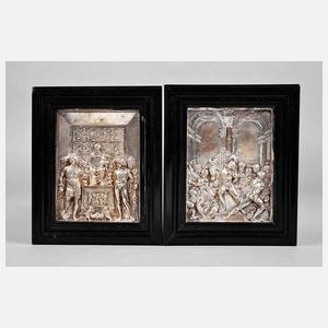 Zwei Reliefbilder Silber