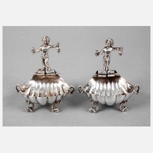 Silber Paar figürliche Salieren