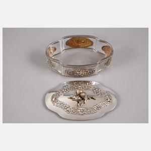 Silberdose mit Glaseinsatz