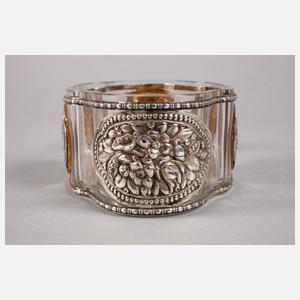 Silberdose mit Glaseinsatz